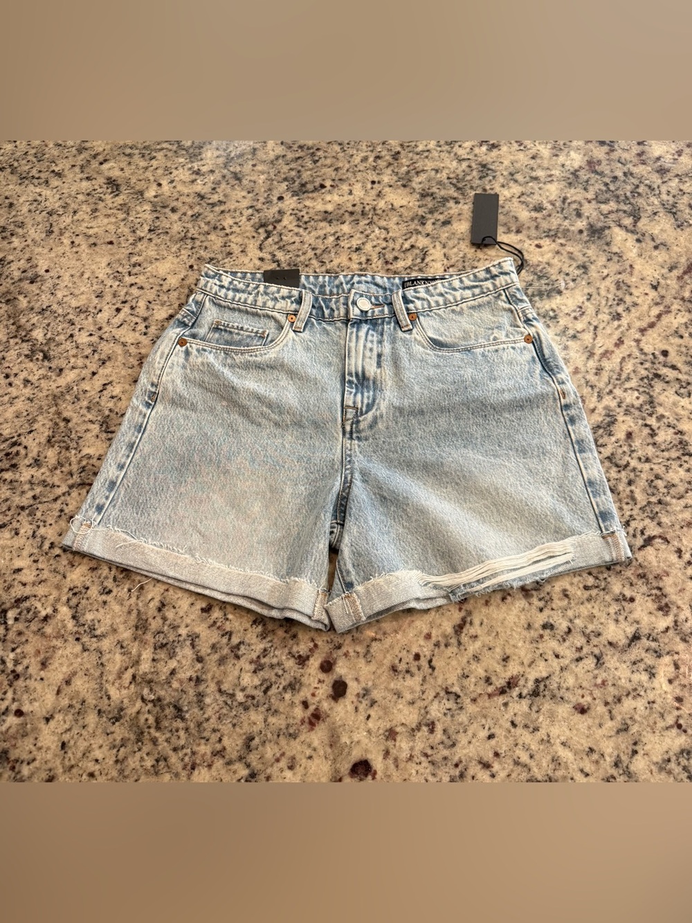 BLANKNYC The Perry High Rise Distressed Mom Denim Shorts Size 27 NWT